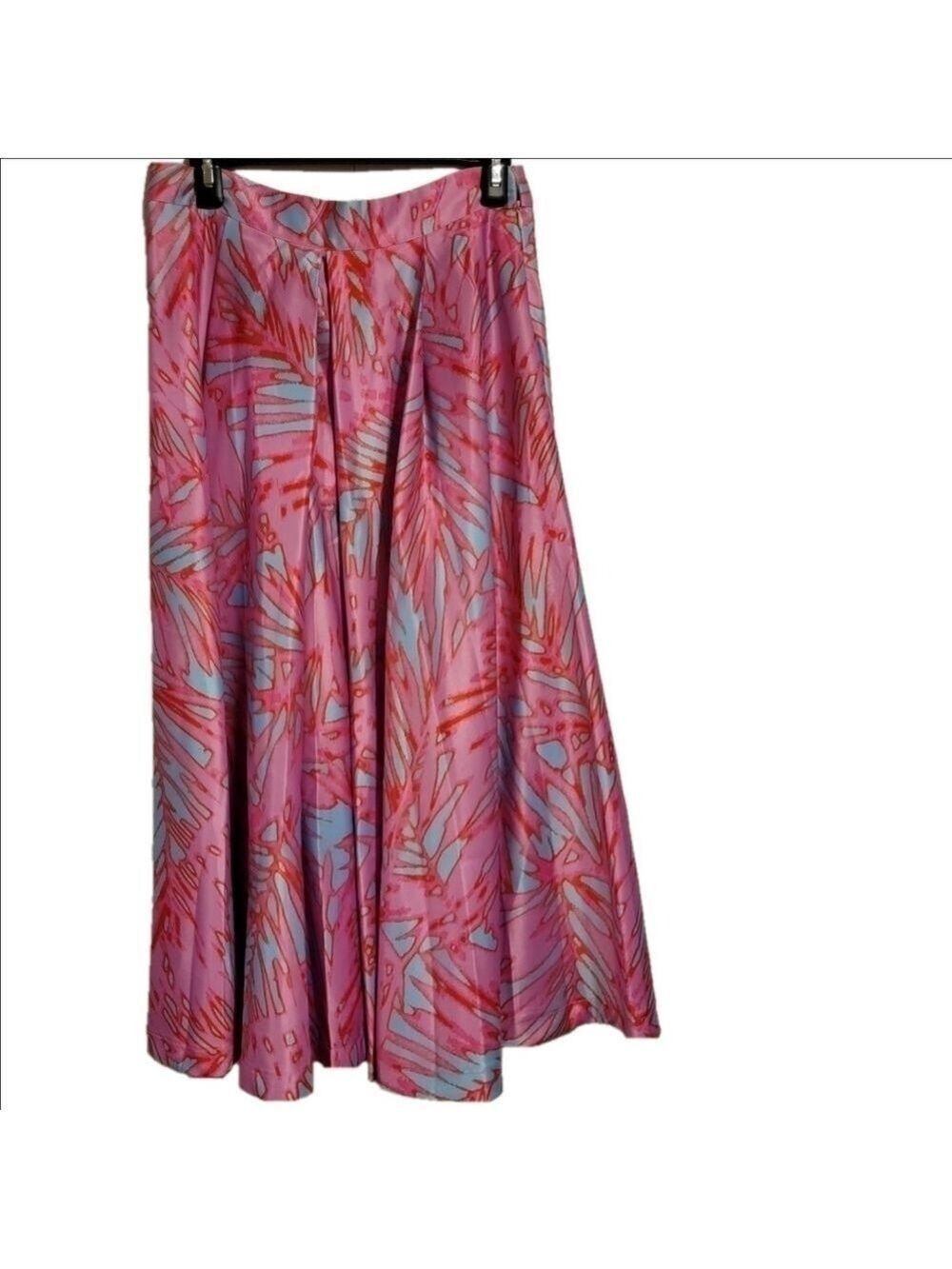Romeo Juliet Pink Red Palm Print Midi Circle Skirt Medium